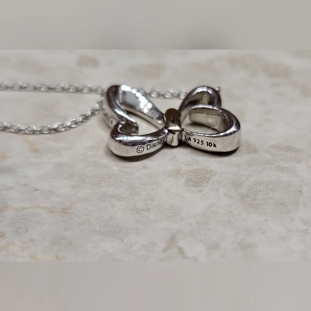 Minnie Mouse Bow Necklace sterling silver and 10k gold Womens